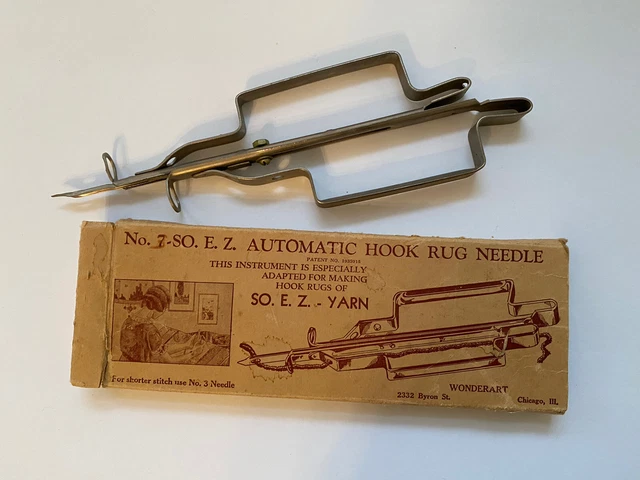 Wondert No. 7-SO E.Z. Aguja de alfombra de gancho automática vintage en caja