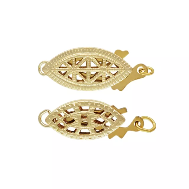 14K Gold Filled Oval Filigree Fish Box Hook Clasp for Pearl Jewelry 1/20 14K