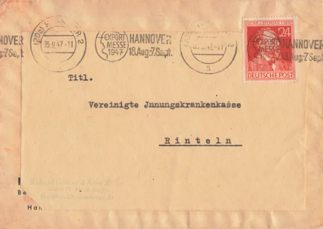 Proof/Letter: Allied Occupation - Heinrich von Stephan Mi 963 (September 13, 1947)