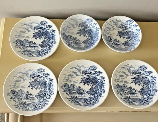 Enoch Wedgwood Countryside Blue White _2 Bowls; 4 Plates England