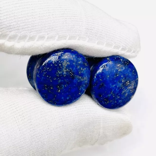 Natural Lapis Lazuli Crystal Handcrafted Ear Piercing Plugs Pair Size 8g - 54MM 2