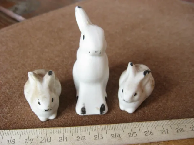 Antique Porcelain (biscuit) figurines, a group of three hares, USSR 2