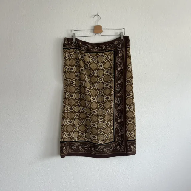 Sag Harbor Womens Vintage 90s Plus Size 18 Maxi Scarf Wrap Skirt Brown Geometric