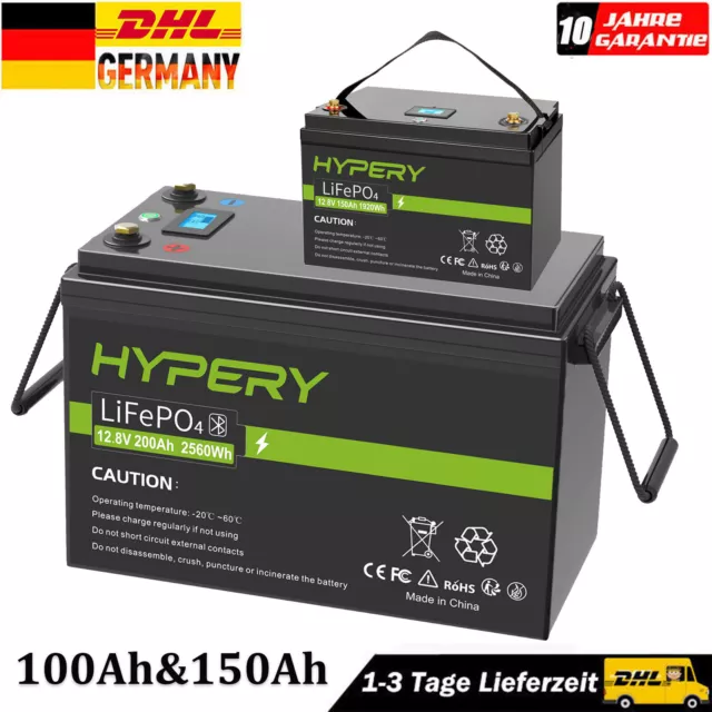 12V LiFePO4 200Ah 150Ah Lithium 8000+Zyklen Batterie BMS Akku Solar Wohnmobil RV