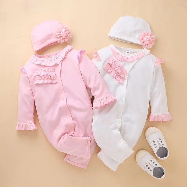 Tuta tutina neonata neonata maniche lunghe arricciacapelli abito set abiti cotone
