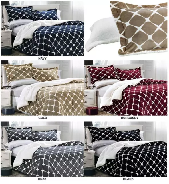 3-Piece Comforter Premium Heavy Bloomingdale Sherpa Reversible Down Alternative