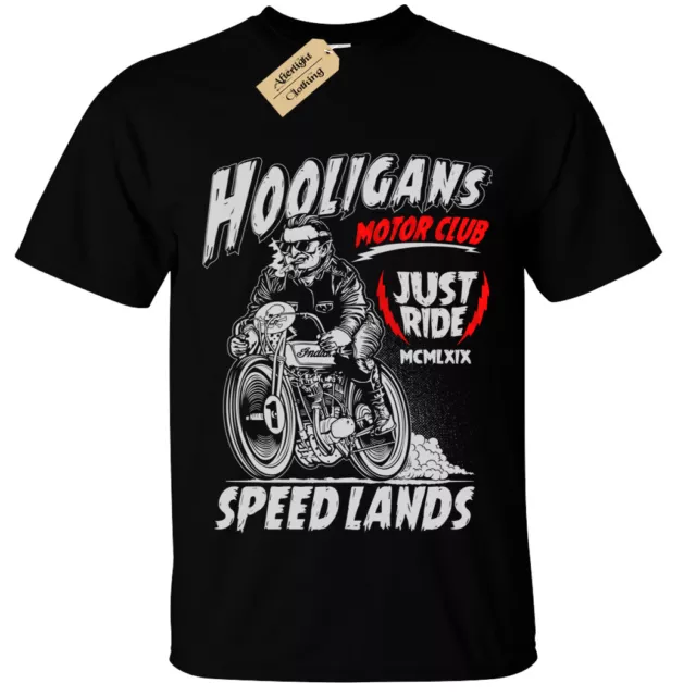HOOLIGANS Biker T-Shirt Mens gift present bike motorbike rider rock motorcycle