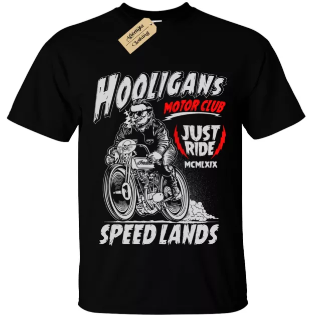 Hooligans Biker T-Shirt Uomo Regalo Moto Bici Rider Rock Moto