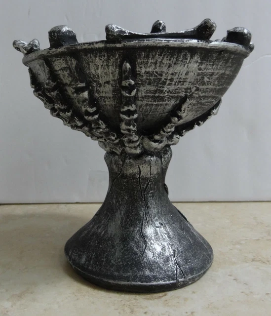 CELEBRATE IT HALLOWEEN Haunted Hallows Resin Pedestal Bowl "SKULL & BONES"