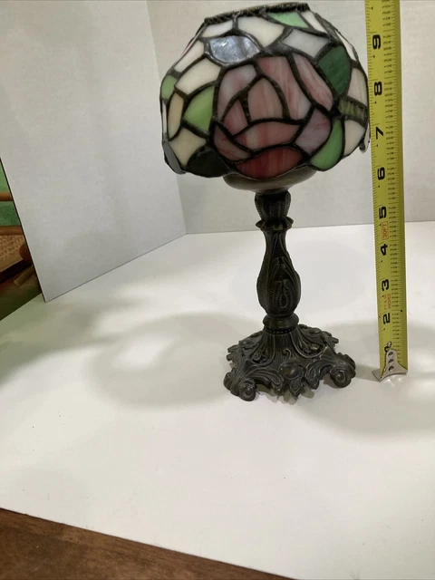 9 1/2" Stained Glass Tiffany Style Table/Dresser Candle Lamp