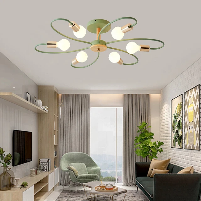 Modern 6 Lights Chandelier Ceiling Pendant Lamp Semi Flush Mount Ceiling Light