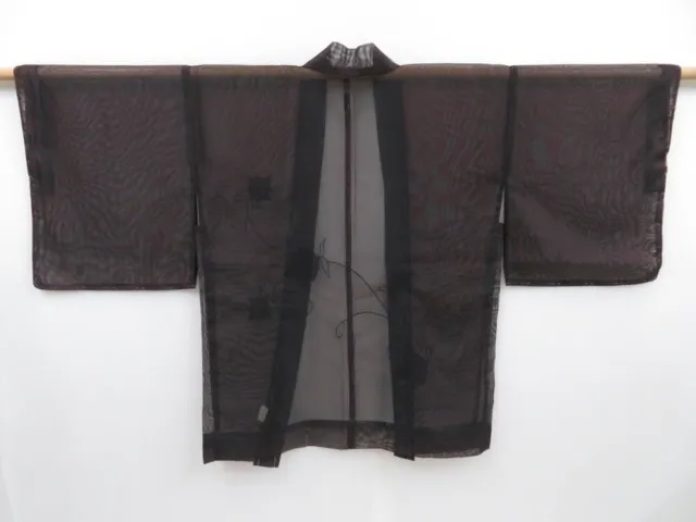 2908T02z180 Vintage Japanese Kimono Synthetic See through HAORI