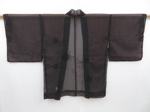 2908T02z180 Vintage Japanese Kimono Synthetic See through HAORI