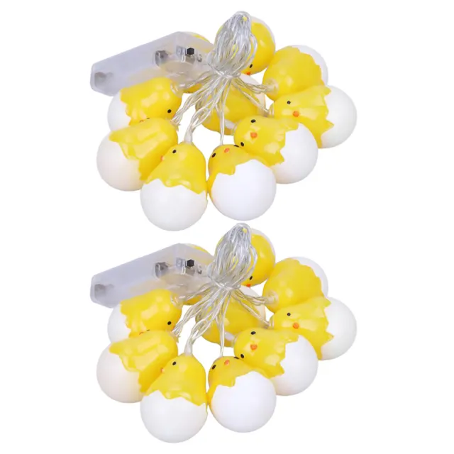 2 Pcs Decorative Lights Pvc Easter LED Lamp Hanging Egg Garland