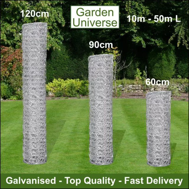 Chicken Wire Galvanised 9 sizes Garden Universe Mesh Fence Poultry Rabbit Aviary