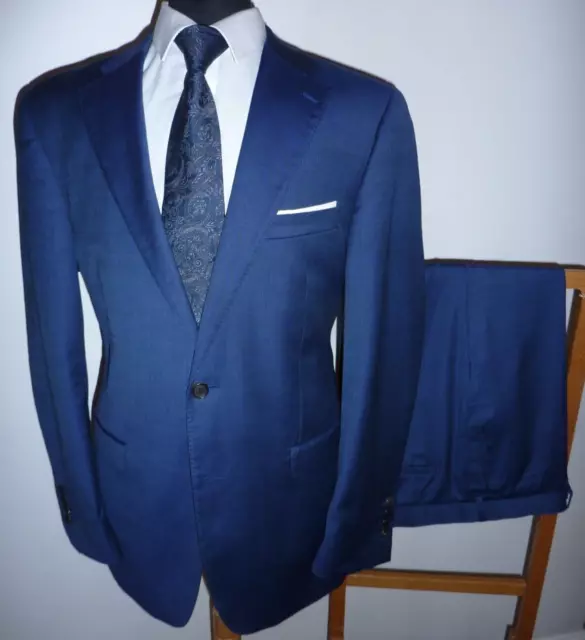 Men's HAWES & CURTIS Blue Super 120s Wool Suit 44 R Jacket Trousers W 40 L 31