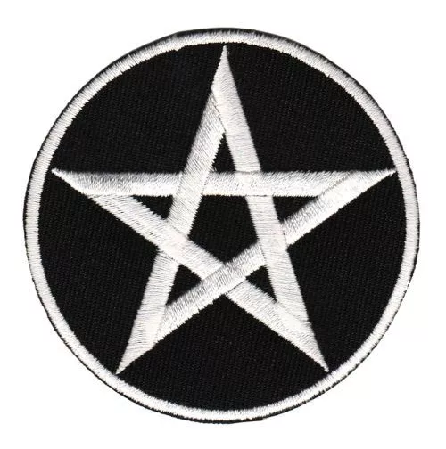 an69★Pentagramm Zeichen Aufnäher Bügelbild Patch Bügelflicken Stern 6,9 x 6,9 cm