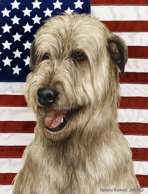 Patriotic (D2) House Flag - Wheaten Irish Wolfhound 32330