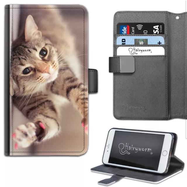 Marron Chat Pattes PU Cuir Portefeuille Téléphone Étui ; Clapet ;p Hone Housse