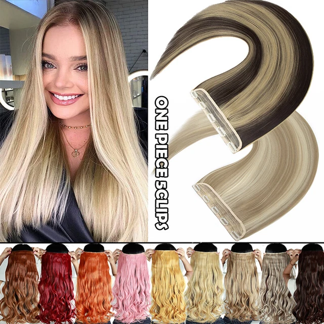 One Piece Long Thick Clip in Half 3/4 Full Head As Human Real Hair Extensions US