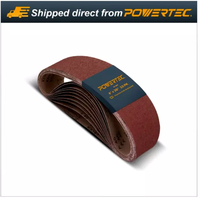 POWERTEC 40 Grit 3 x 18" Sanding Belt Aluminum Oxide Sandpaper, 10 PK (110860)