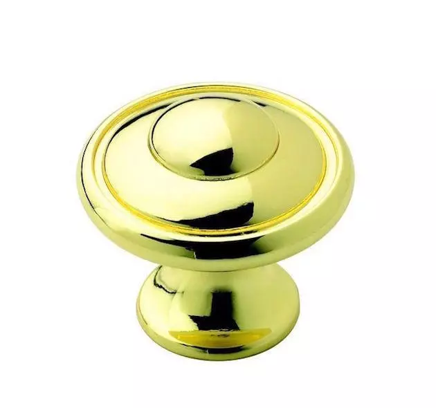 Amerock Polished Brass Knob Cabinet Drawer Door Pull Hardware New Ring Design