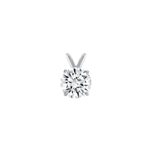 0.25-1.50 CT Round Real 14K White Gold Natural Diamond Solitaire Pendant