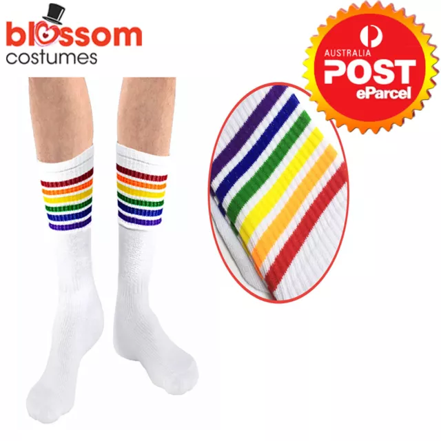 JDP9 Rainbow Stripes Adult Costume Socks Concert Mardi Gras Pride LGTBQ Festival