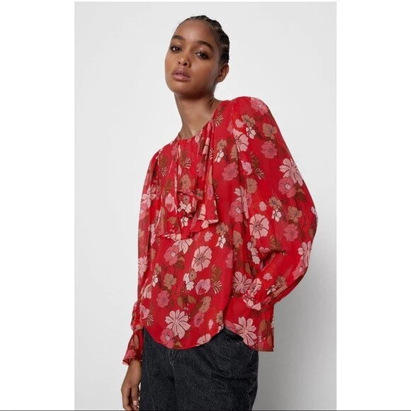 red blouse zara
