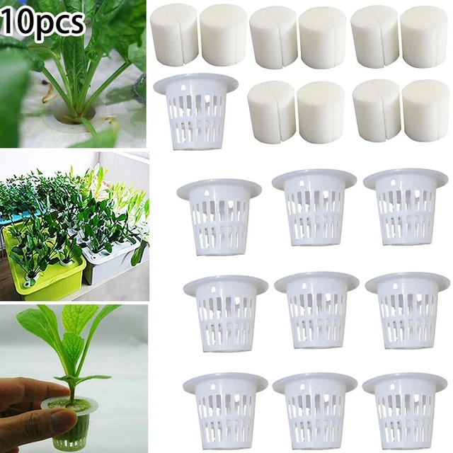 Lot De 5 Grands Pots En Maille Hydroponique Pour Bassin Et Orchidées - 21 Cm De Diamètre, Plastique Noir