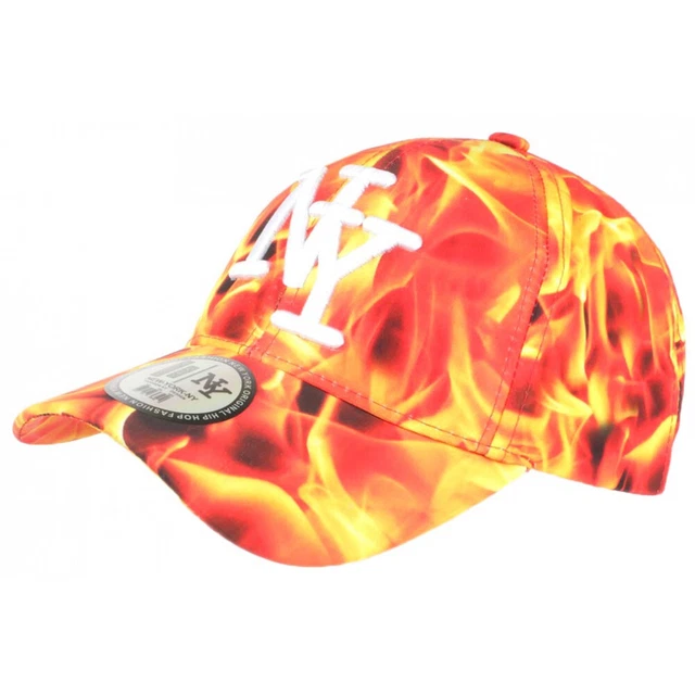 Casquette Baseball NY Vert Fluo Et Rose Flammes - Taille Unique, Streetwear, Neuf Avec étiquettes