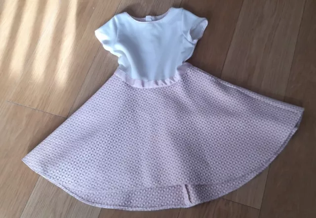 Gorgeous Ted Baker Designer Pink& White Cap Sleeved Dress - Aged 7 Years