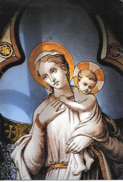 Cp Religion "Vierge Et Enfant" Vitrail De La Crypte Lourdes