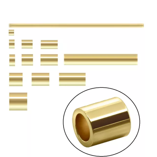14K Gold Filled Straight Cut Tube Bead Armband Crimp Spacer 1/20 14K