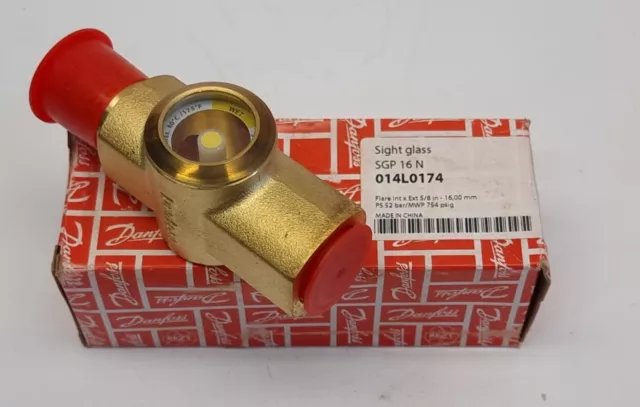 Danfoss Sight Glass SGP 16 N 014L0174 5/8 Flare Int x Ext 16mm 52bar 754psig