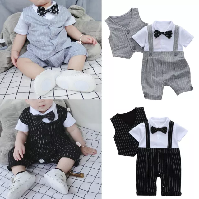 Baby Jungen Bekleidungssets Gentleman Outfits Bodysuit Anzughose Hochzeit Party