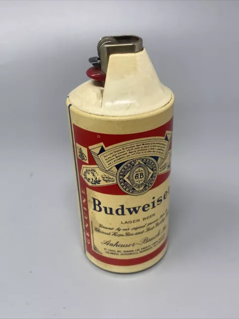 Vintage 1970's Budweiser Beer Can Cigarette Lighter - Cricket Gillette  WORKS 3