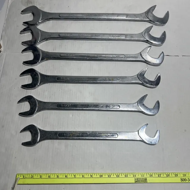 6 PITTSBURGH LARGE SAE Wrench Combination Set Jumbo 2 1-7/8 1-3/4