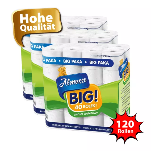 120 Rollen Toilettenpapier Livette 160 Blatt, Klopapier, WC-Papier 3 lagig Weiß