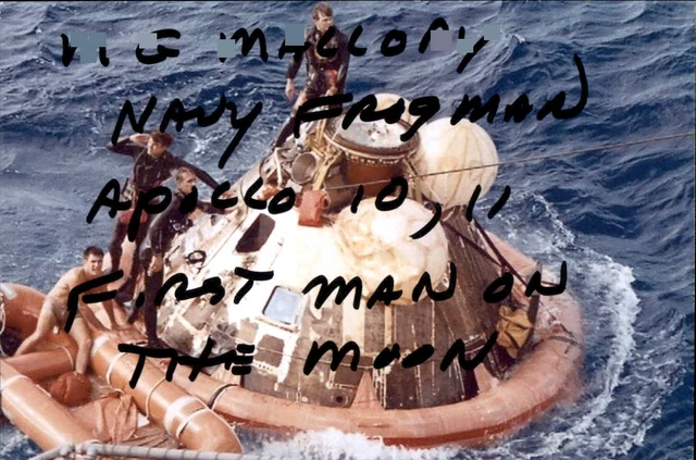 Mike Mallory Signed 4x6 Photo NASA Apollo 11 Recovery Frogman Team Space Navy