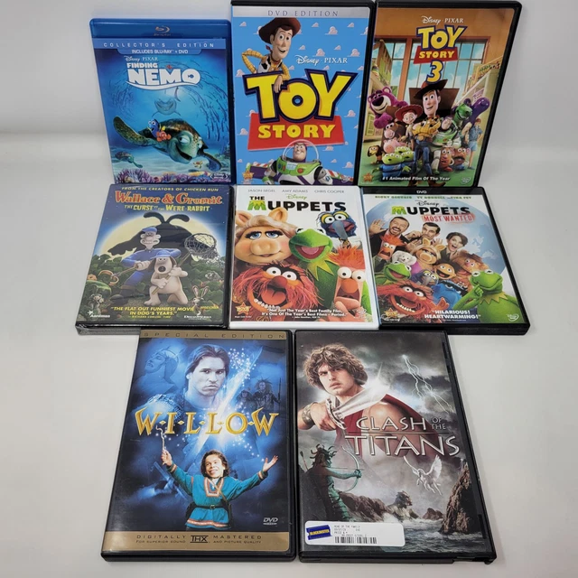 TOY STORY 3 Disney DVD Movie Lot Finding Nemo Muppets Wallace Willow