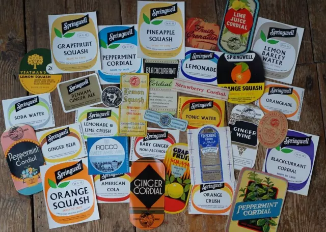 Vintage Advertising Drinks Labels Large Collection Unused
