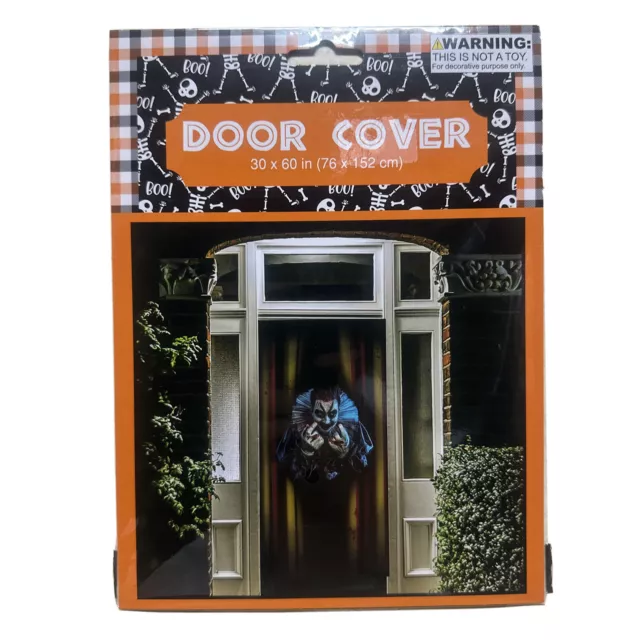 Spooky Scary Clown Creepy Big Party Halloween Door Wall Cover Decorating 30 x 60