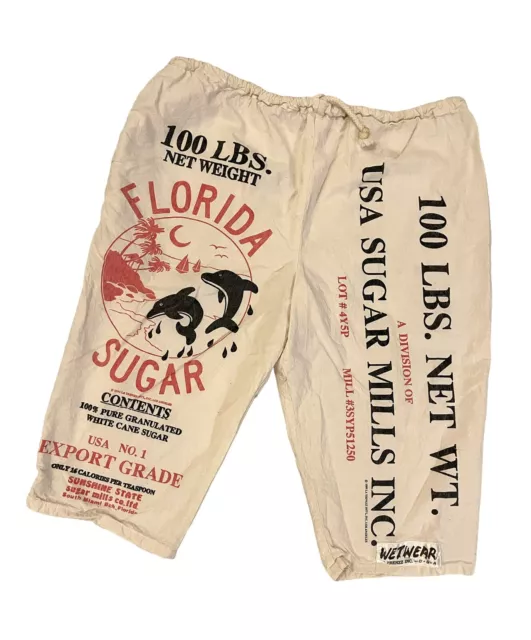 VTG Mens 40 LA Trenzz International Florida Cotton Sack Drawstrings Shorts USA