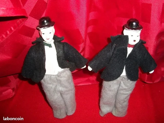 Lot de deux anciennes figurines Laurel et Hardy