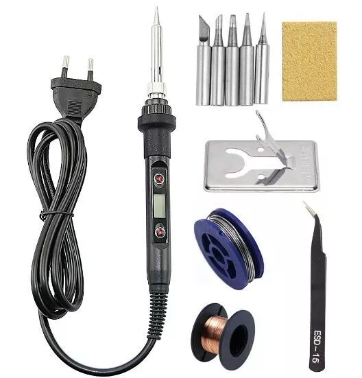 80W Soldering Iron Kit Electronics Welding Irons Solder Tools Adjustable Temp UK