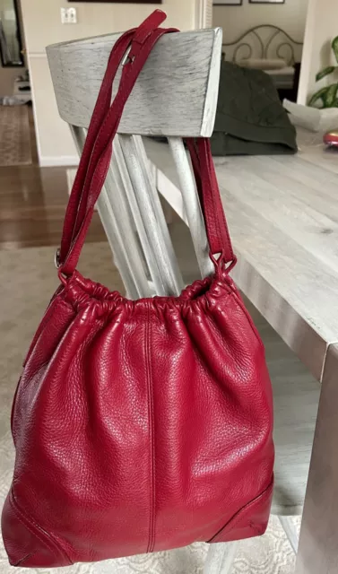 ANN TAYLOR Red Leather Shoulder Bag Purse Very Good condition