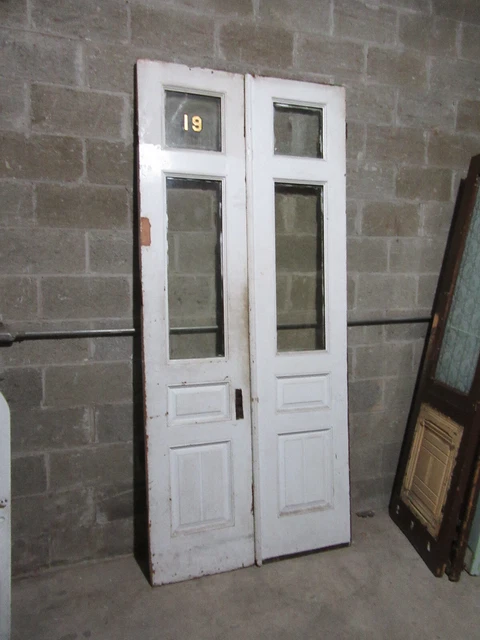 ~ ANTIQUE DOUBLE ENTRANCE FRENCH DOORS ~ 41.5 x 94 ~ ARCHITECTURAL SALVAGE 2