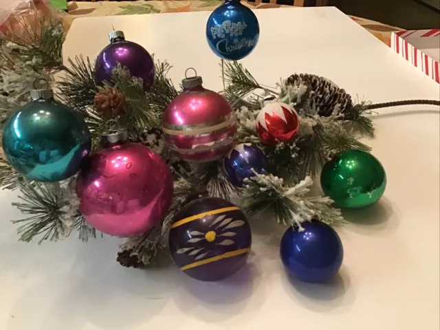 LOT OF 10 VTG TREE MERCURY GLASS SHINY BRITE Poland Japan Christmas ornaments