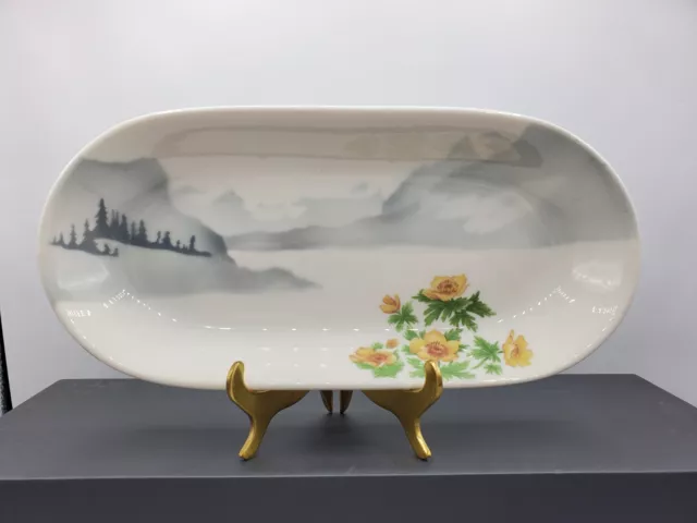 Vintage Great Northern Railroad Mountains and Flowers Celery Relish Dish BB-12